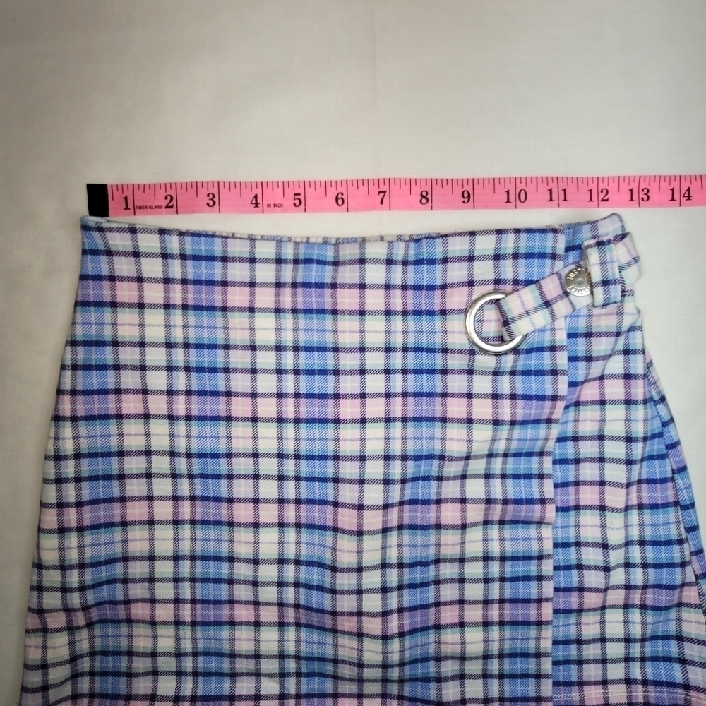 COPY - Justice Blue & Pink Plaid Pull On Mock Wrap Skort Girls Size 10 - Picture 10 of 13